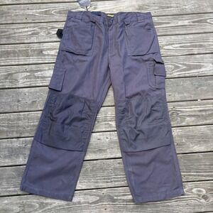 NEW BLAKLADER Canvas Work Pants 1630 Mens 44x30 Black Knee Pouch Cargo Brawny